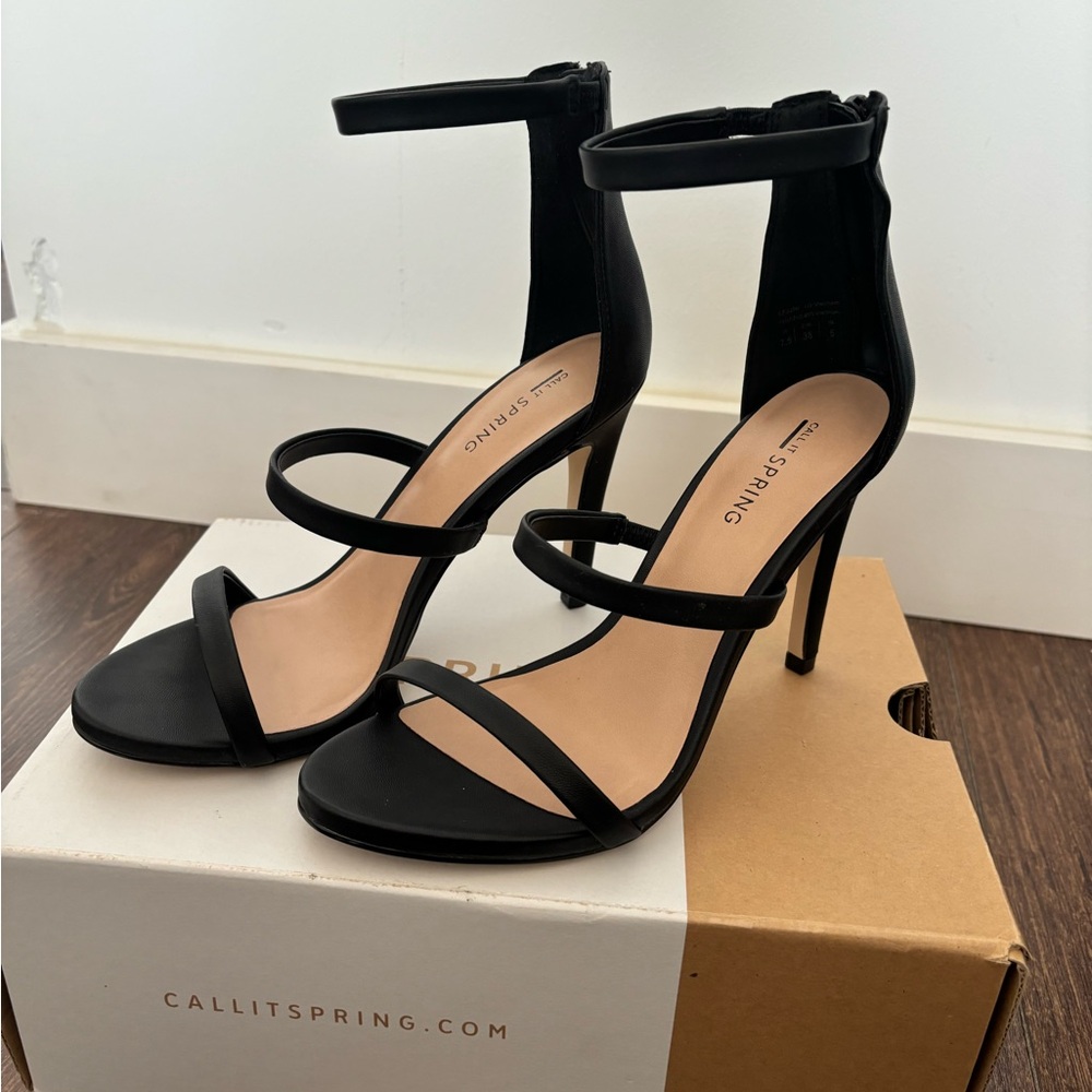 Call It Spring Elegant Black Strappy Heels